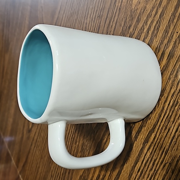 RAE DUNN "CHUG" Mug -White w/Teal Blue Interior-Artisan Collection Magenta - Picture 3 of 6